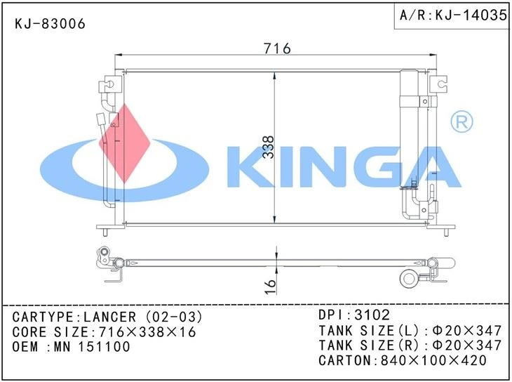Lancer (02-03) OEM Mn151100 Auto Condenser
